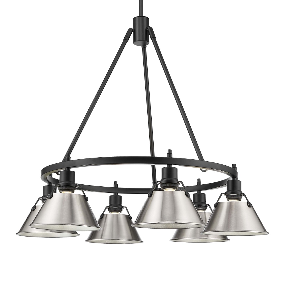 Yep by Golden Lighting Orwell 6-light Chandelier in Matte Black and Pewter shade